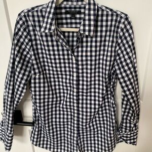 Banana Republic Black and White Checkered Classic Riley Button-Up Shirt